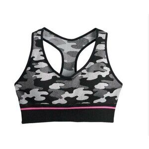 Maidenform Girl Black Camouflage Sports Performance Training Bra Small